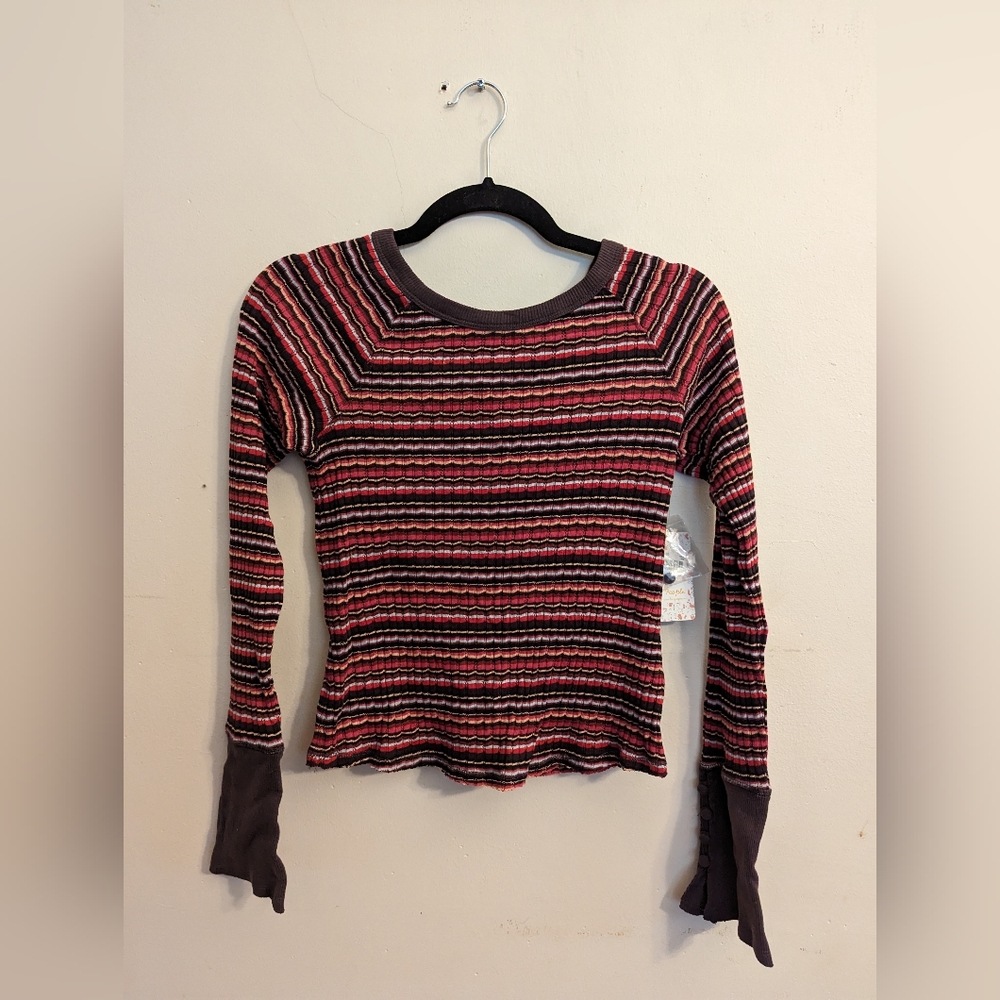 FREE PEOPLE long sleeve striped shirt size Small